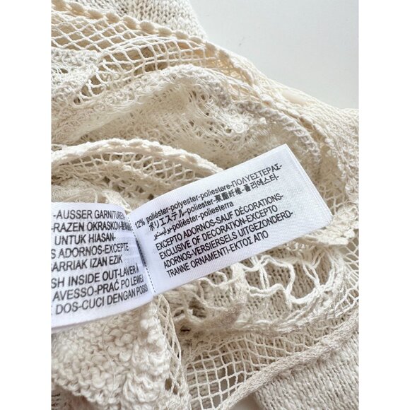ZARA Ecru Ivory Contrast Cotton Blend Lace Knit Cardigan Sweater, Size XL - Picture 12 of 16